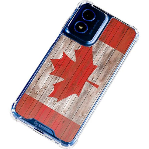 Canadian Flag Dark Wood Moto G 5G (2024) Clear Case